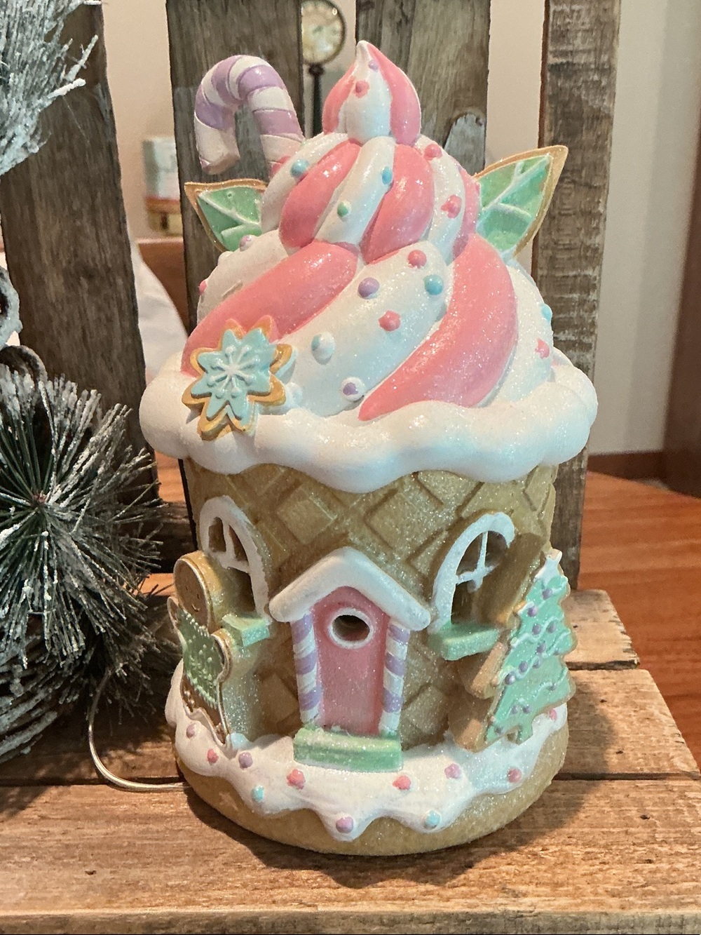 Light Up Ice Cream Gingerbread House Tabletop Decor